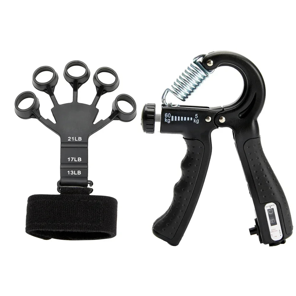 5-60Kg Adjustable Grip Strength Trainer with Finger Exerciser Hand Grip Strengthener for Muscle Building and Injury Recover